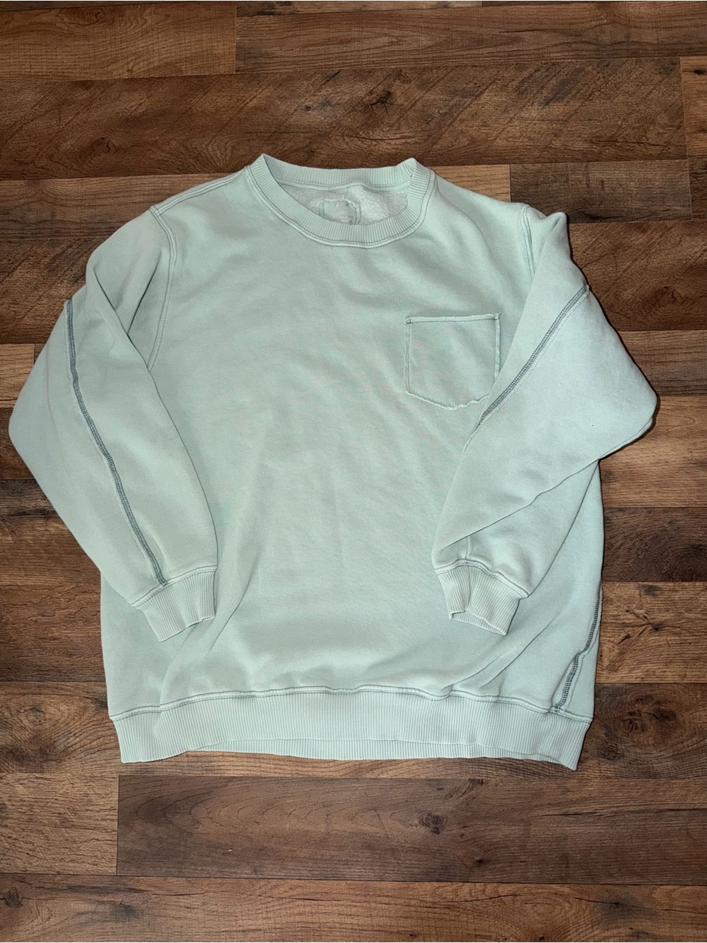 aerie Men's Mint Green Crewneck Sweatshirt with Chest Pocket